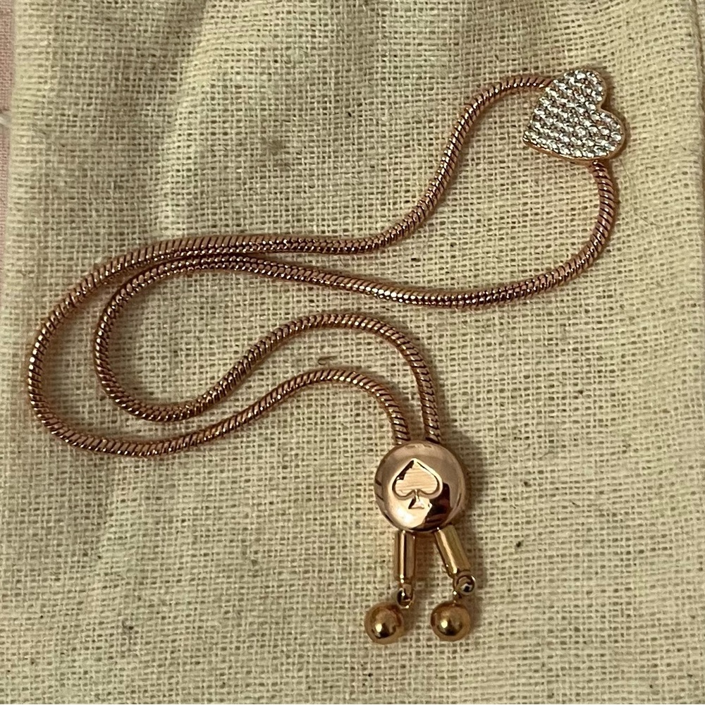Rose Gold Kate Spade Adjustable Heart Bracelet